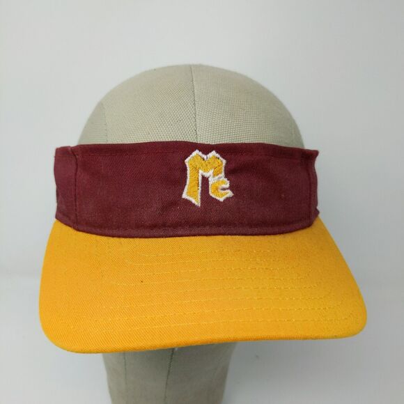 DeLong Strapback Sun Visor Hat Red & Yellow Embroidered Logo MC - Picture 3 of 10